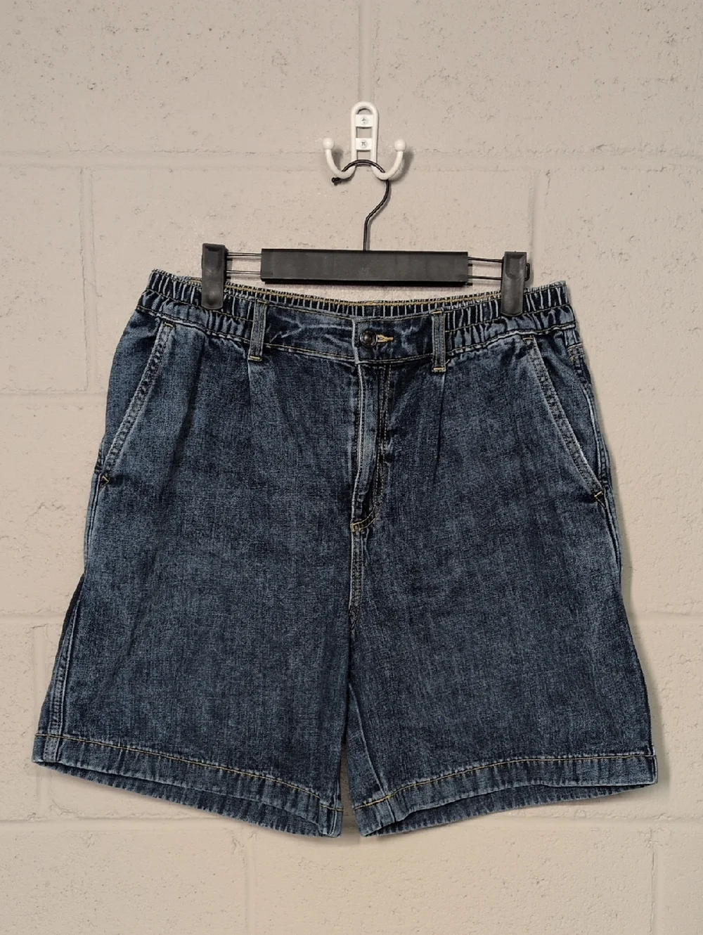 aerie Oversized Elastic Waist Denim Trouser Shorts, Size Medium, Baggy Jorts